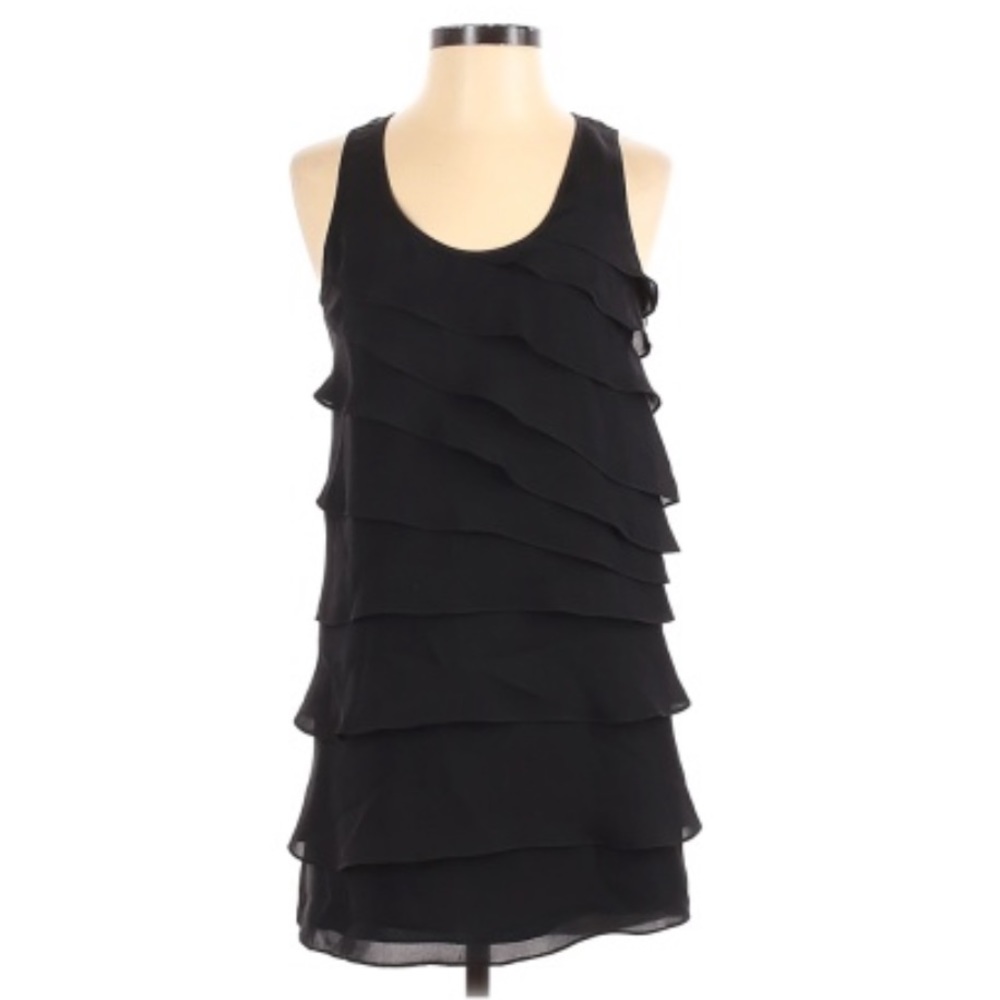 Theory Black Tiered Sleeveless Mini Dress